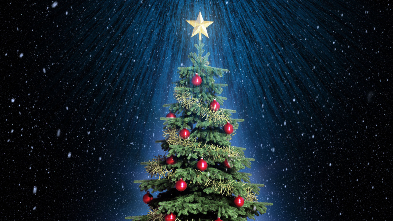 Classic Christmas Tree With Star On Top wallpaper 1280x720