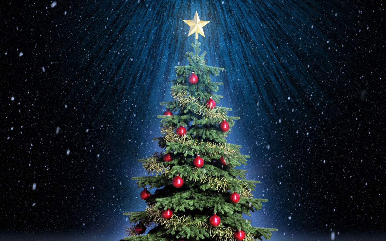 Classic Christmas Tree With Star On Top screenshot #1 1280x800