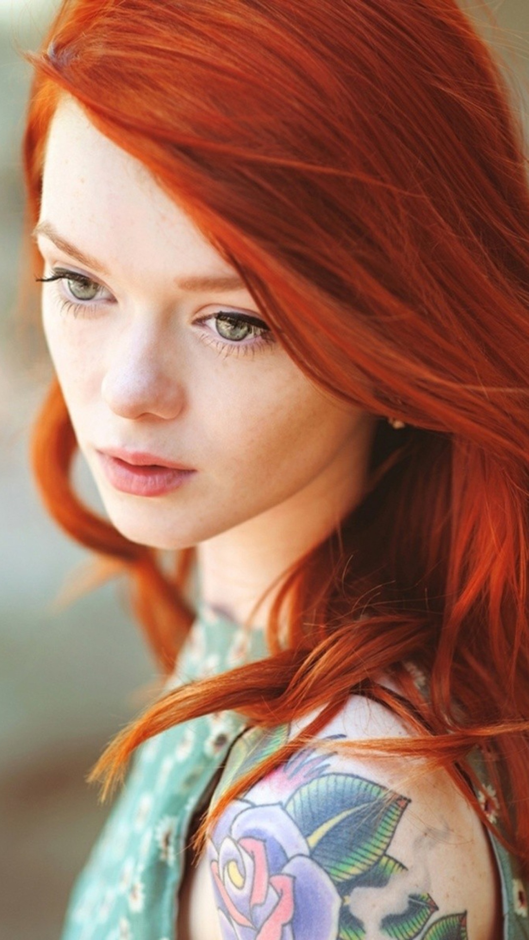 Sfondi Beautiful Girl With Red Hair 1080x1920