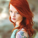 Sfondi Beautiful Girl With Red Hair 128x128