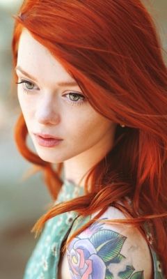 Обои Beautiful Girl With Red Hair 240x400