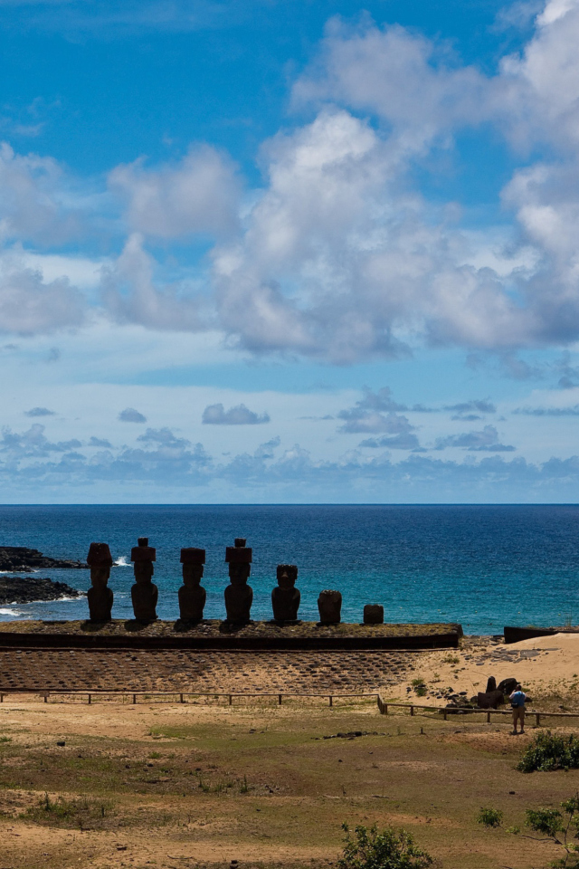 Das Easter Island Statues Wallpaper 640x960