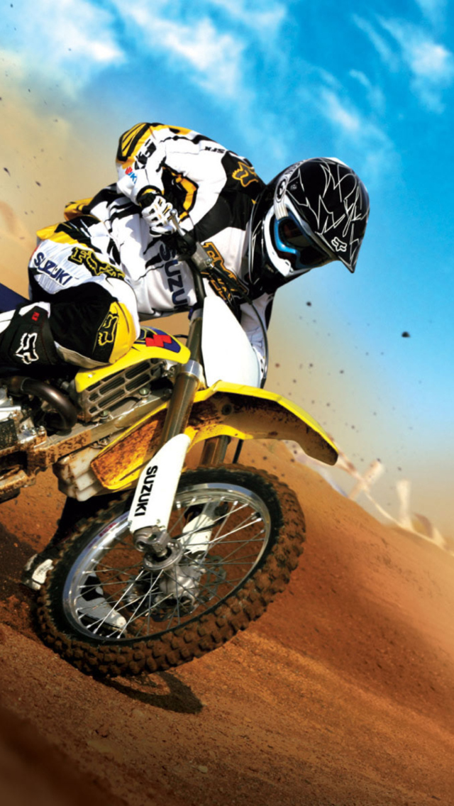 Fondo de pantalla Suzuki Motocross 640x1136
