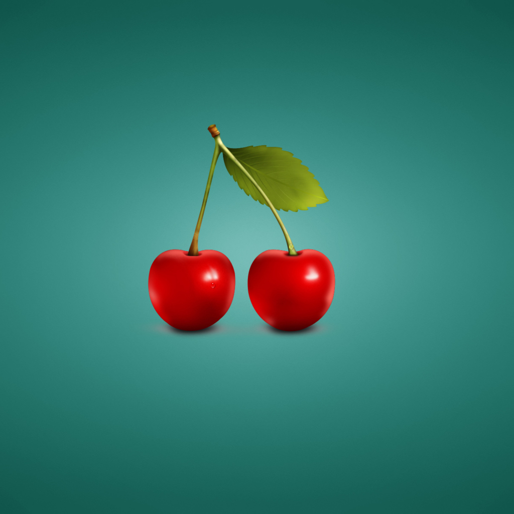 Das Two Red Cherries Wallpaper 1024x1024