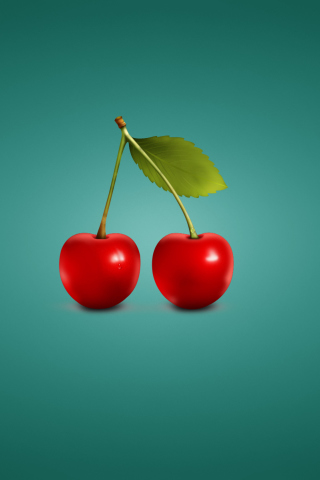 Two Red Cherries wallpaper 320x480
