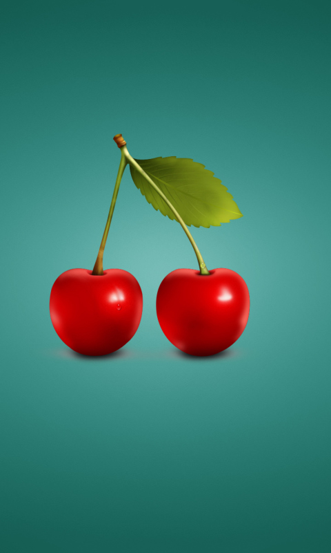 Das Two Red Cherries Wallpaper 480x800