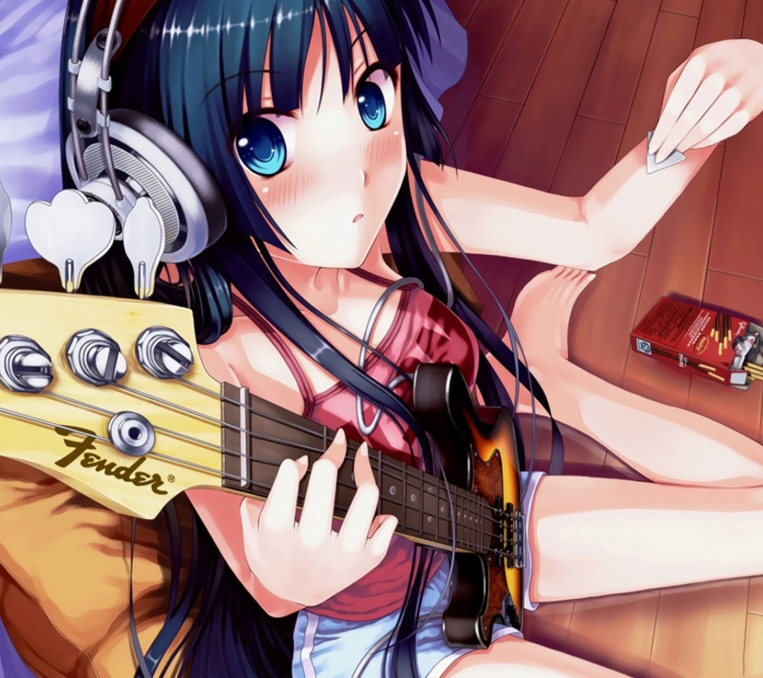 Обои Anime Girl With Guitar 1080x960