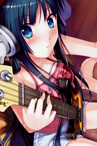 Anime Girl With Guitar wallpaper 320x480