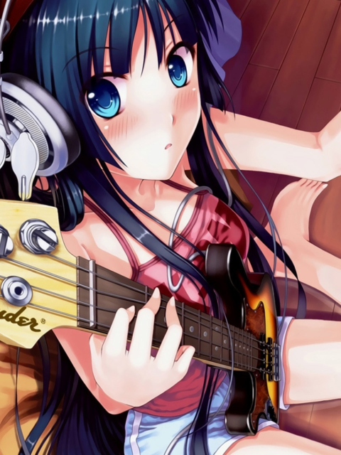 Anime Girl With Guitar wallpaper 480x640