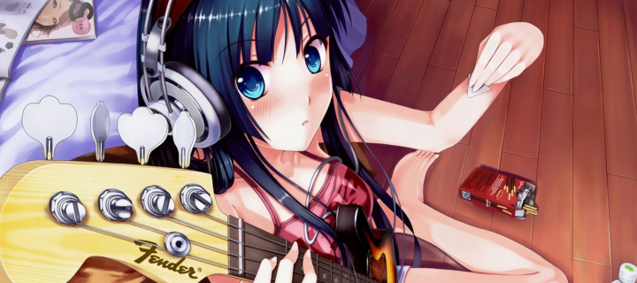 Das Anime Girl With Guitar Wallpaper 720x320