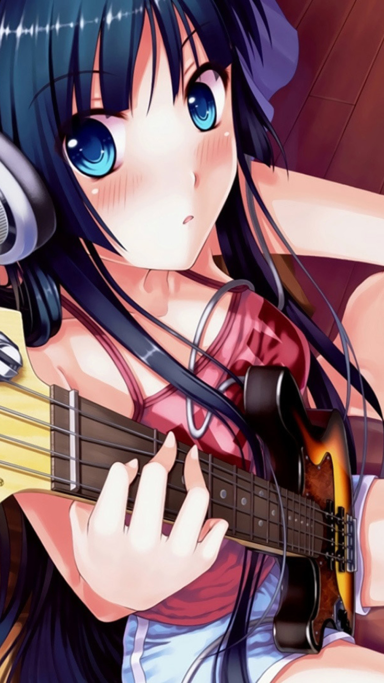 Обои Anime Girl With Guitar 750x1334
