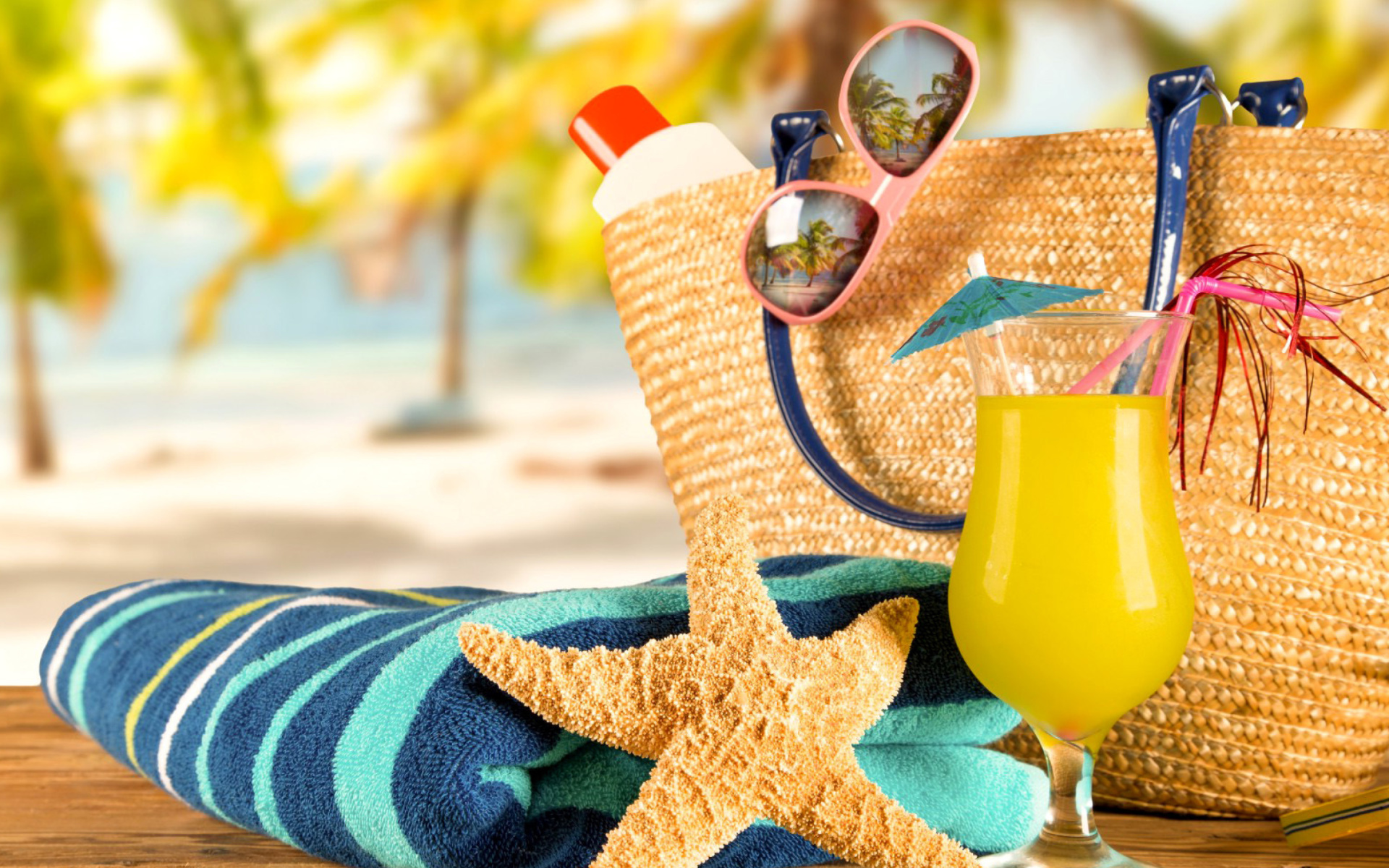 Accessories for beach holiday wallpaper 1920x1200