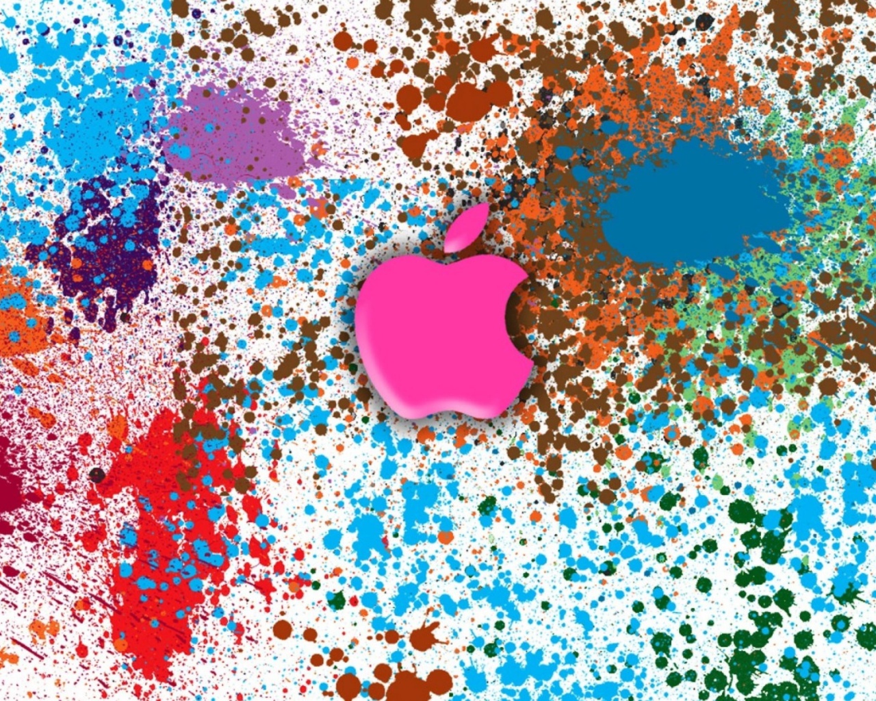 Apple in splashing vivid colors HD screenshot #1 1280x1024