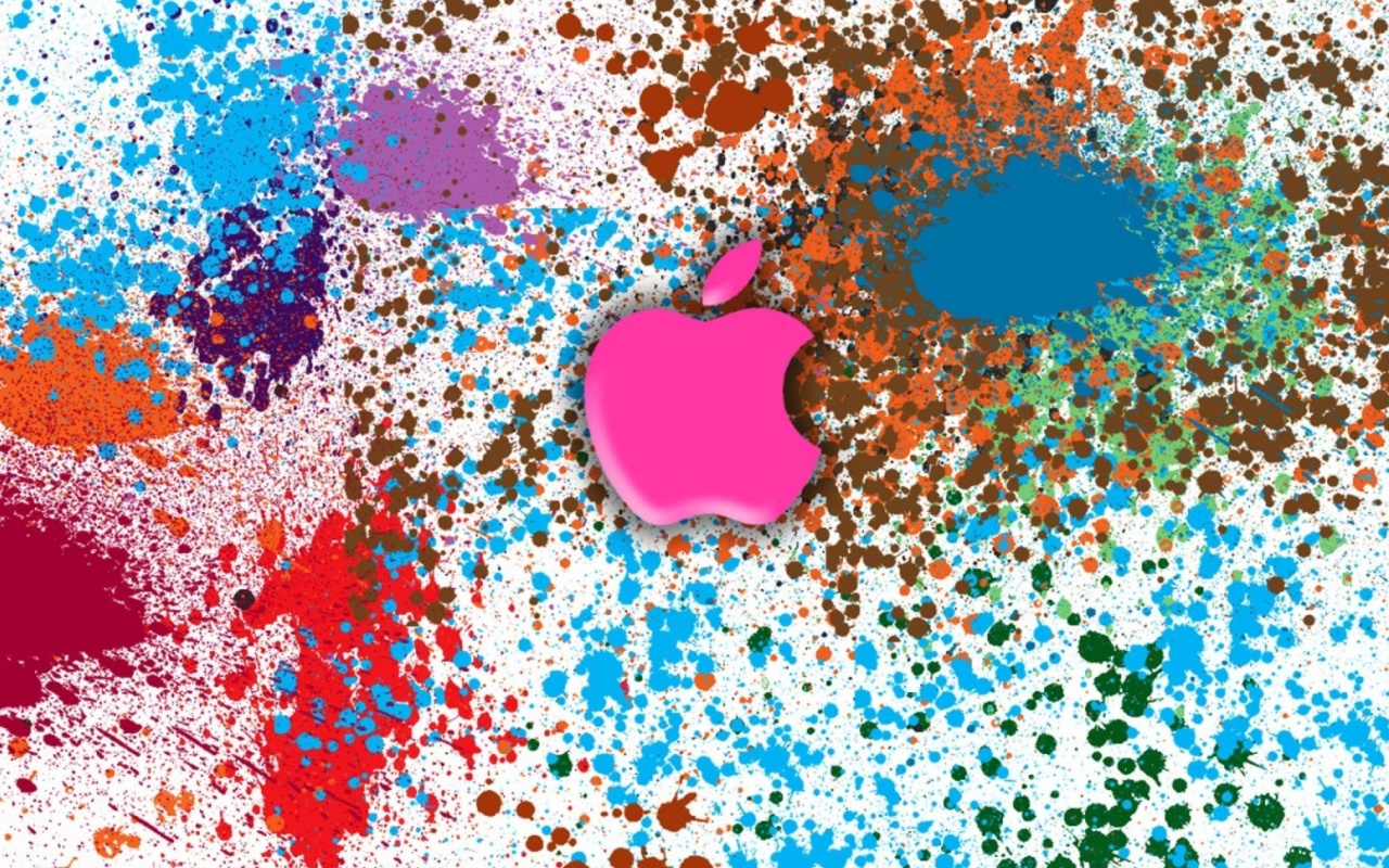 Apple in splashing vivid colors HD screenshot #1 1280x800