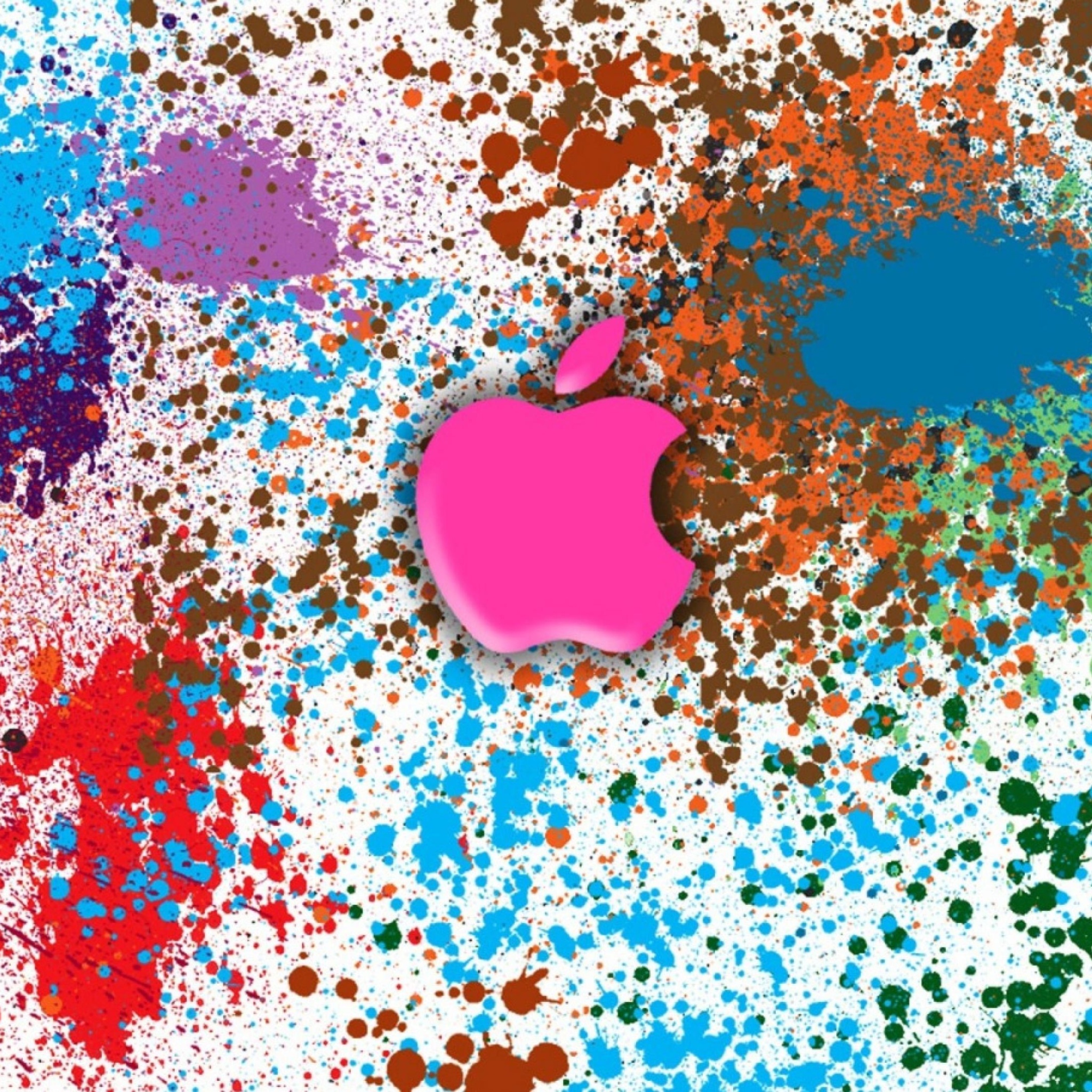 Apple in splashing vivid colors HD screenshot #1 2048x2048