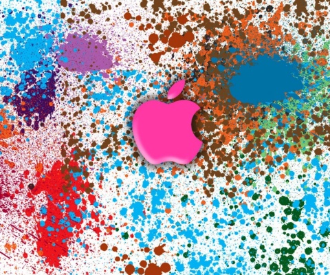 Das Apple in splashing vivid colors HD Wallpaper 480x400