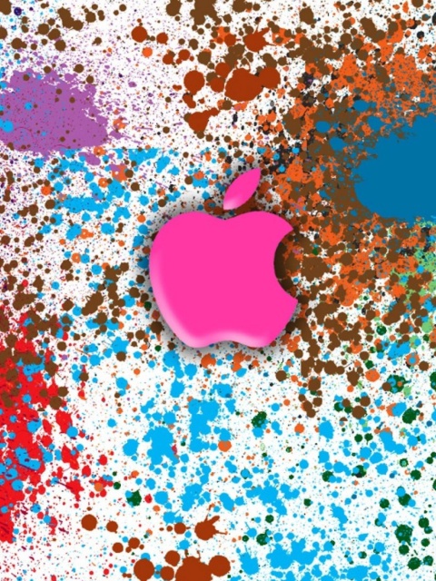 Fondo de pantalla Apple in splashing vivid colors HD 480x640