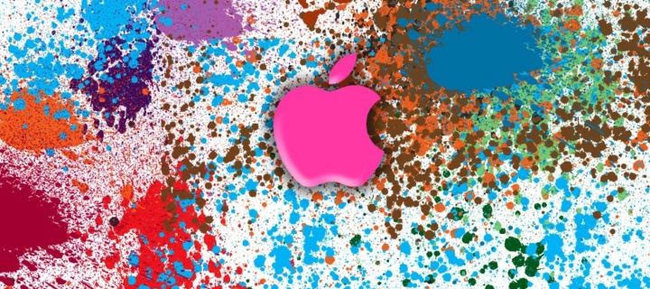 Apple in splashing vivid colors HD wallpaper 720x320