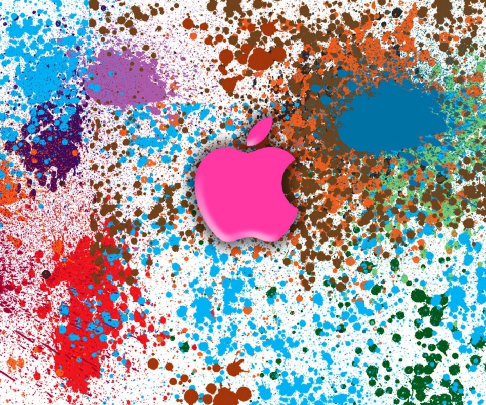Apple in splashing vivid colors HD wallpaper 960x800