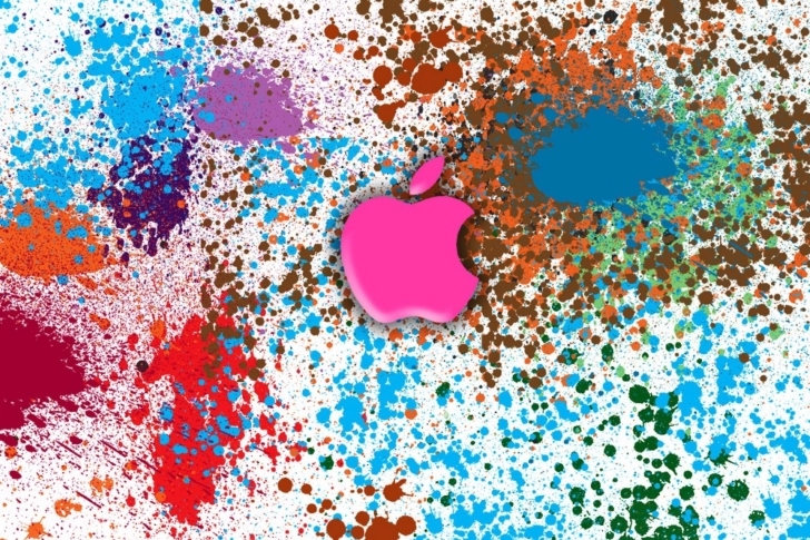 Apple in splashing vivid colors HD screenshot #1