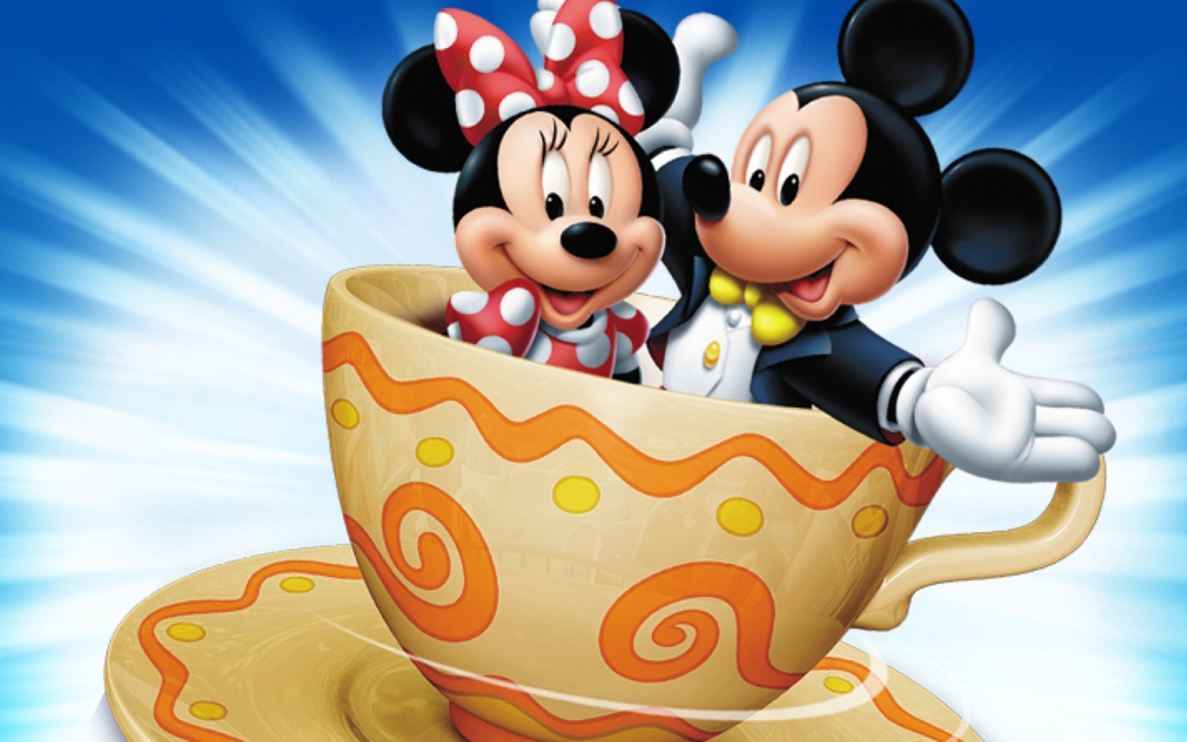 Das Mickey And Minnie Mouse In Cup Wallpaper 1680x1050