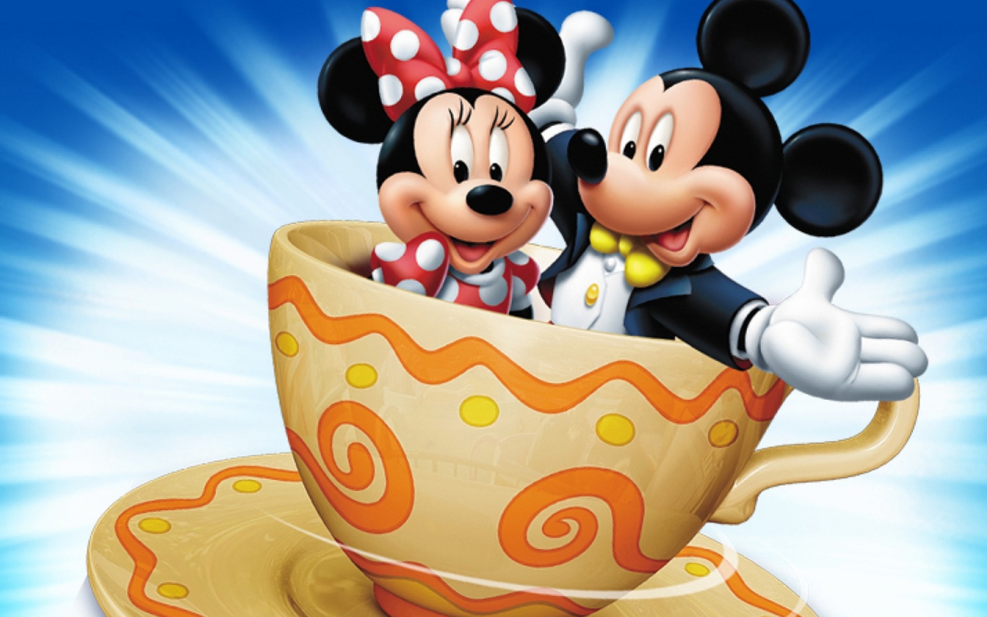 Screenshot №1 pro téma Mickey And Minnie Mouse In Cup 1920x1200
