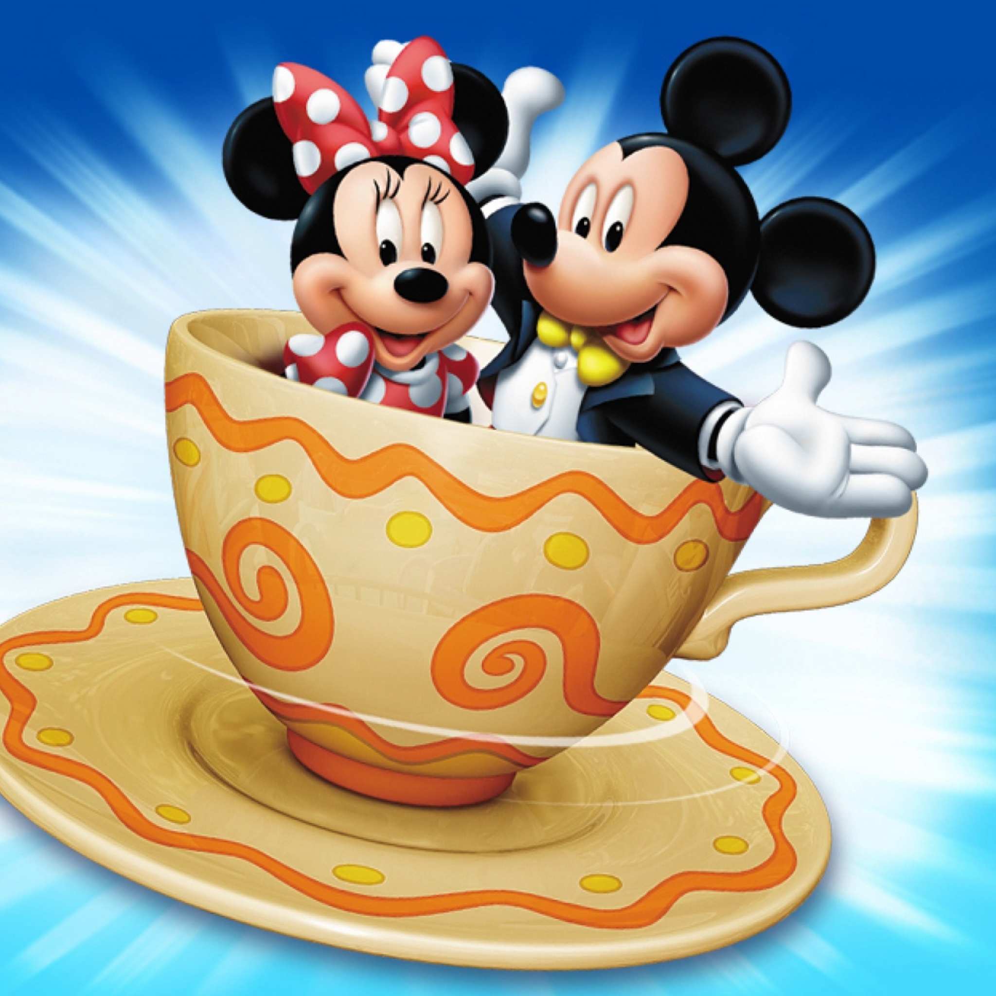 Обои Mickey And Minnie Mouse In Cup 2048x2048