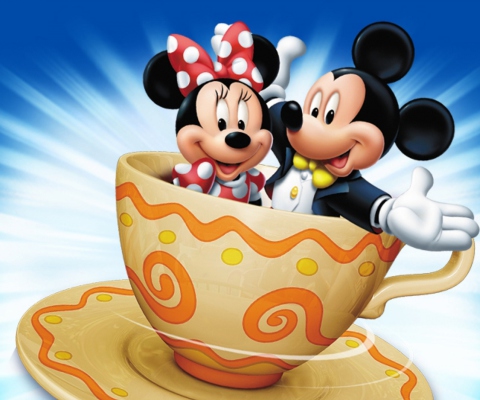 Screenshot №1 pro téma Mickey And Minnie Mouse In Cup 480x400