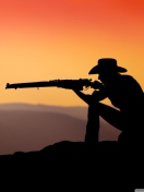 Das Cowboy Shooting In The Sunset Wallpaper 132x176