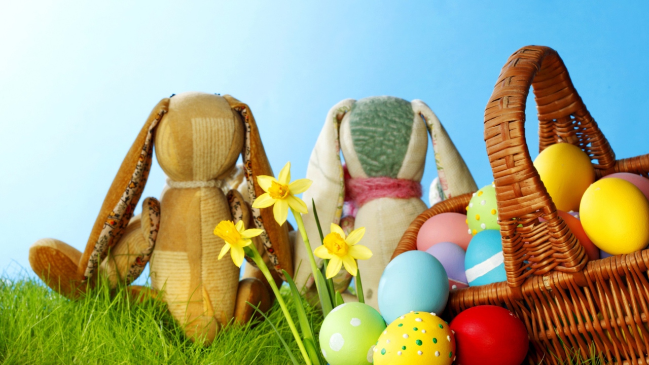 Sfondi Easter Eggs And Bunny 1280x720