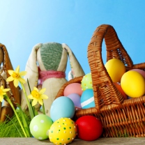 Das Easter Eggs And Bunny Wallpaper 208x208