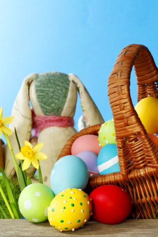 Das Easter Eggs And Bunny Wallpaper 320x480