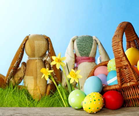 Das Easter Eggs And Bunny Wallpaper 480x400