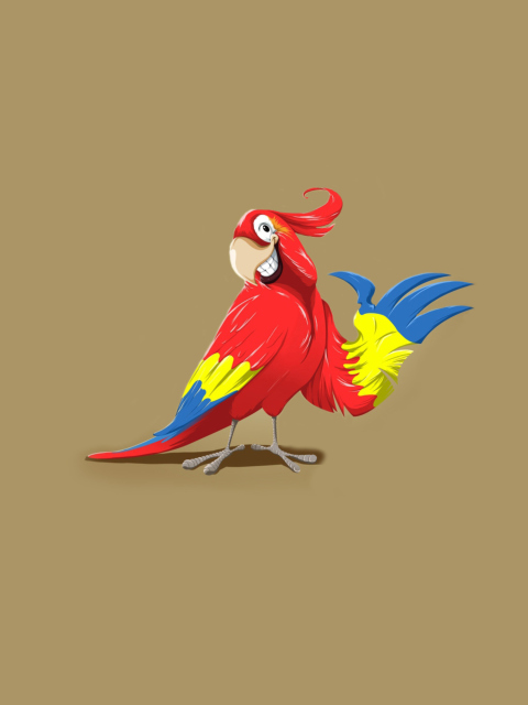 Funny Parrot Drawing wallpaper 480x640