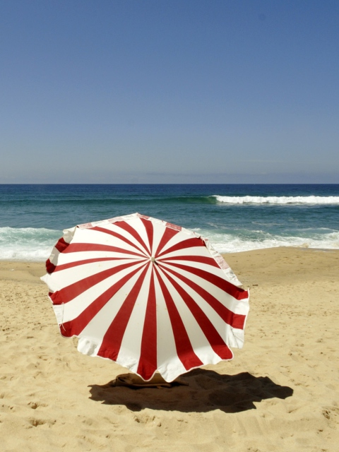 Das Umbrella On The Beach Wallpaper 480x640