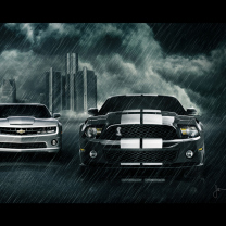 Das Camaro Challenger and Mustang Wallpaper 208x208