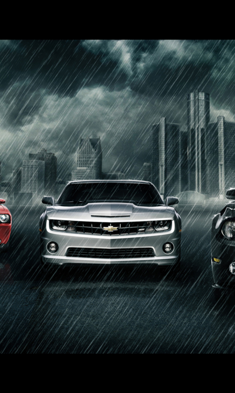 Fondo de pantalla Camaro Challenger and Mustang 480x800