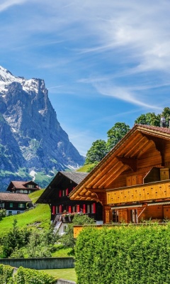 Mountains landscape in Slovenia with Chalet wallpaper 240x400