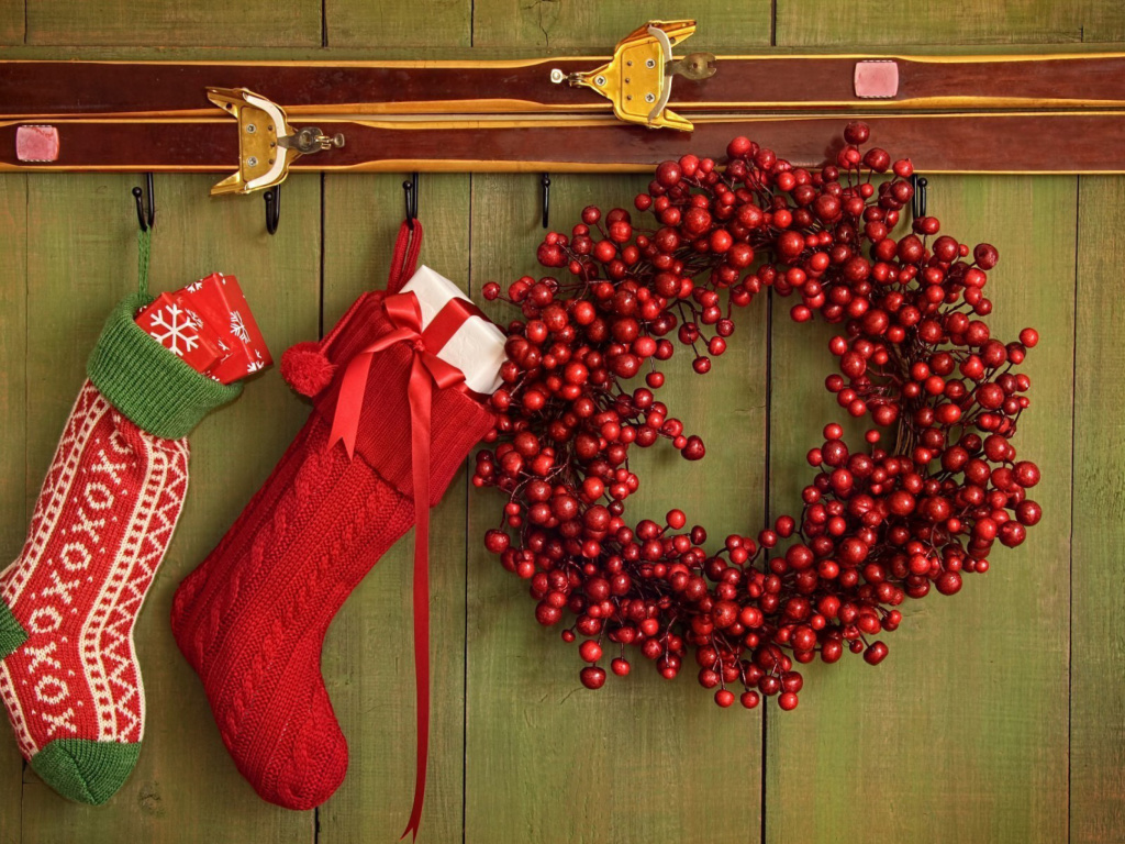 Merry Christmas Stockings wallpaper 1024x768