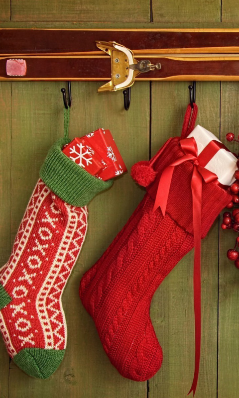 Das Merry Christmas Stockings Wallpaper 480x800