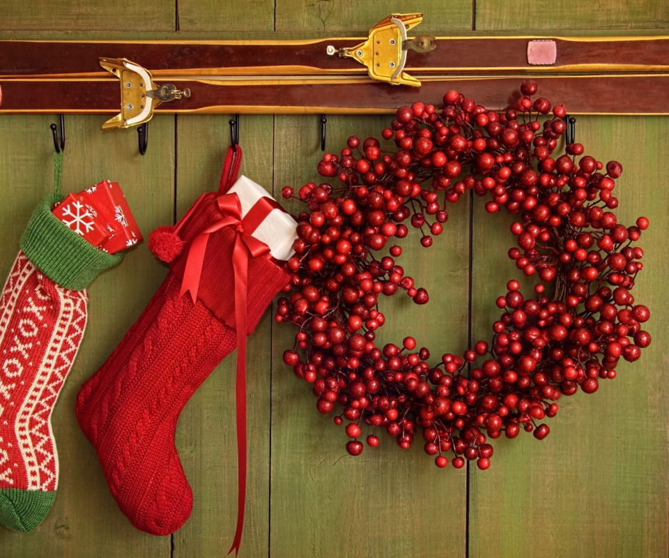 Das Merry Christmas Stockings Wallpaper 960x800