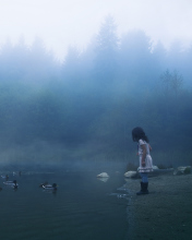Child Feeding Ducks In Misty Morning screenshot #1 176x220