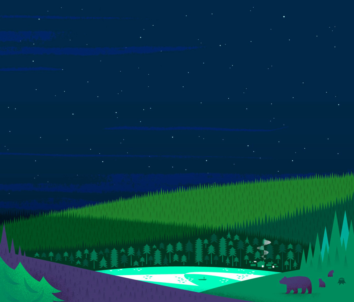 Graphics night and bears in forest wallpaper 1200x1024