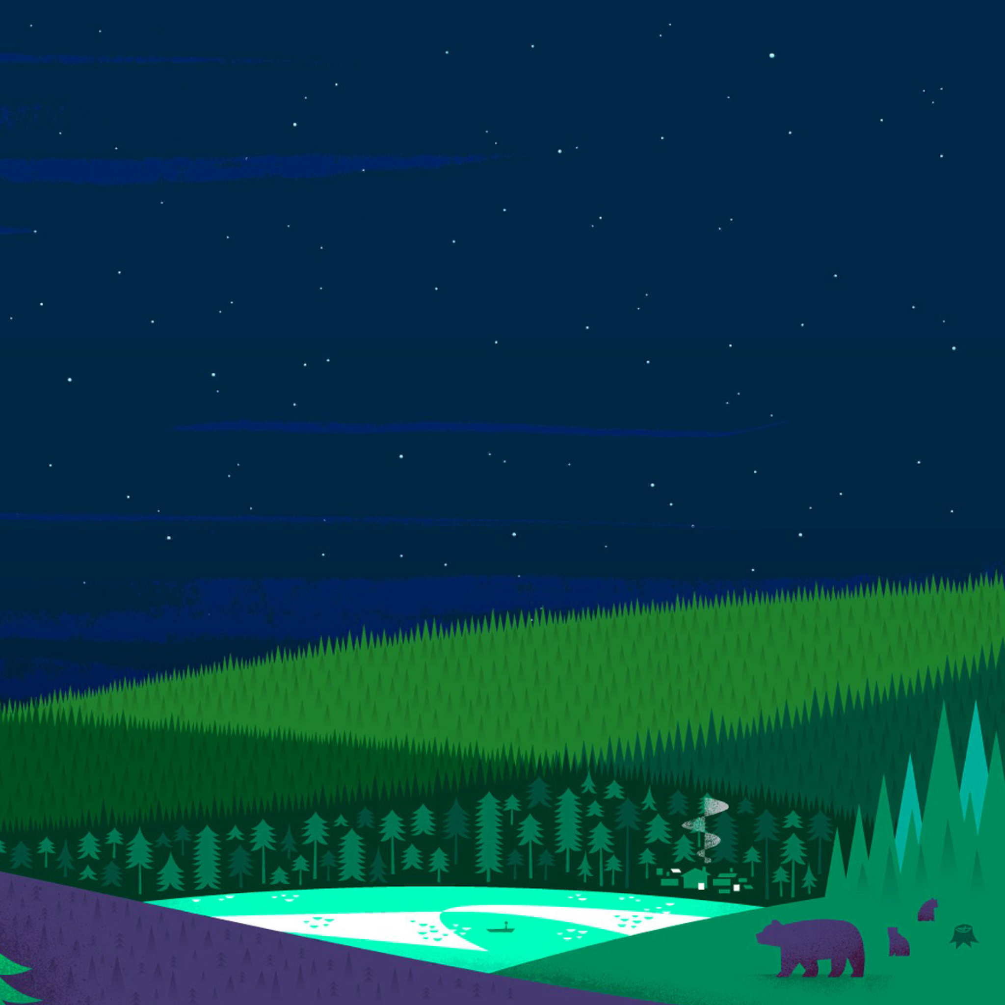 Graphics night and bears in forest screenshot #1 2048x2048