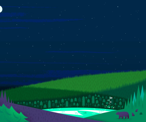 Sfondi Graphics night and bears in forest 480x400