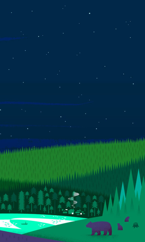 Screenshot №1 pro téma Graphics night and bears in forest 480x800