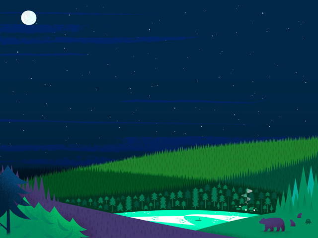 Graphics night and bears in forest wallpaper 640x480