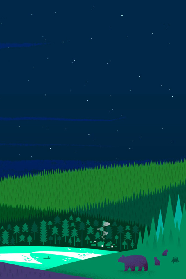 Graphics night and bears in forest screenshot #1 640x960