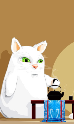 Fondo de pantalla Japanese Cat Breakfast 240x400