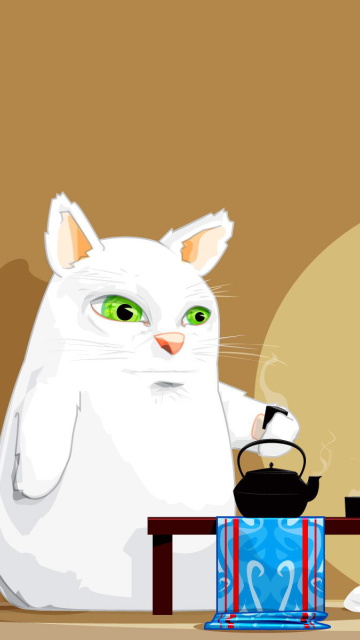 Fondo de pantalla Japanese Cat Breakfast 360x640